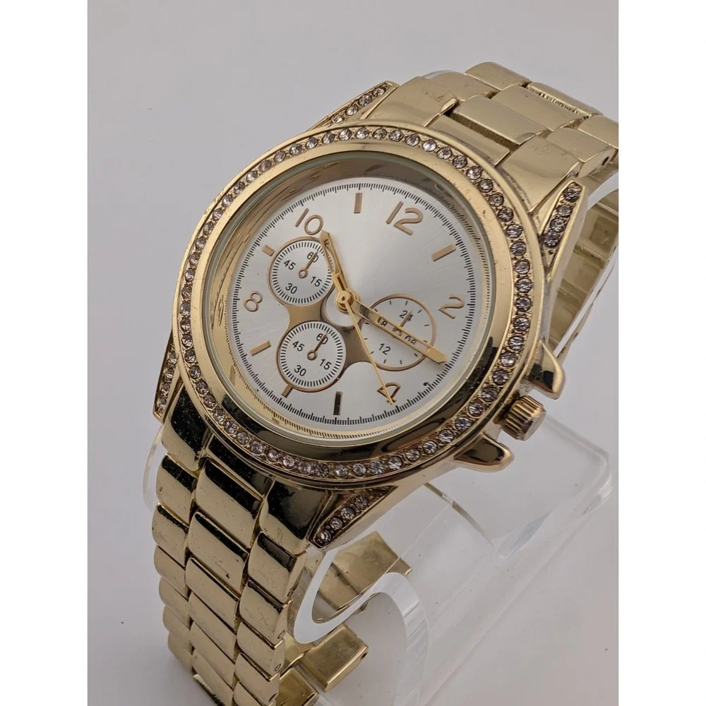 Claire's Women's Watch 38MM Gold Tone Dial Band Crystal Bezel 7.25